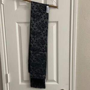 Floral Patterned Scarf with Fringe